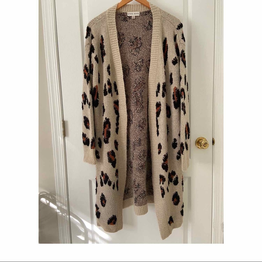 Knox Rose Leopard Open Front Sweater